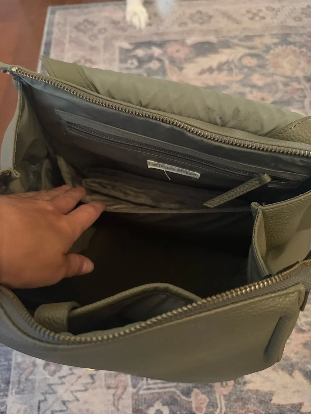 Olive Green Leather Diaper Bag - Freshly Picked